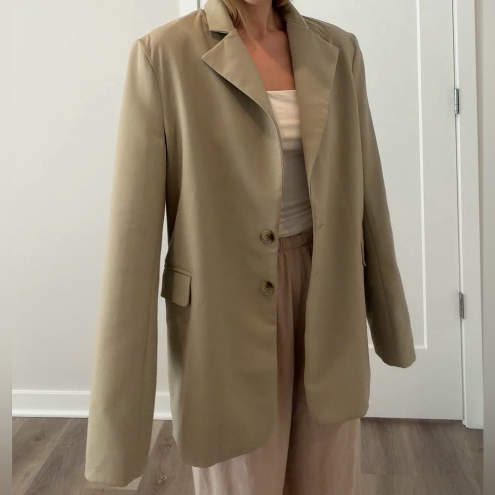House of CB Taupe Beige Oversized Tailored Blazer